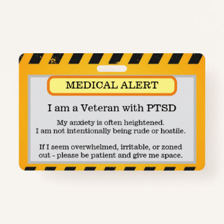 Tarjeta De Identificación Insignia de alerta de PTSD