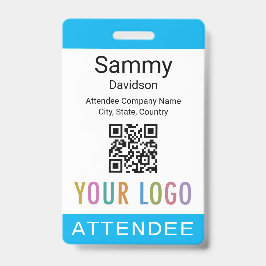 Tarjeta De Identificación Insígnia de Asistente de Evento Código QR del Logo