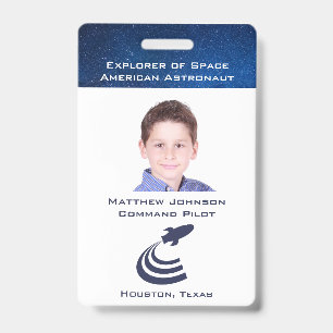 Tarjeta De Identificación Insignia de astronauta personalizada para niños
