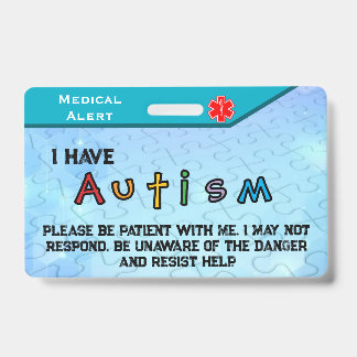 Tarjeta De Identificación Insignia de autismo