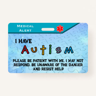 Tarjeta De Identificación Insignia de autismo