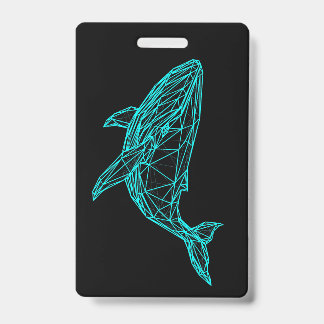 Tarjeta De Identificación Insígnia de ballena geométrica futurista