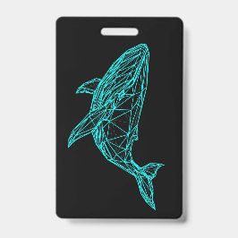 Tarjeta De Identificación Insígnia de ballena geométrica futurista