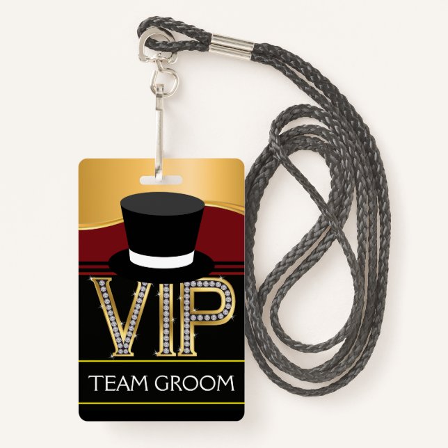 Tarjeta De Identificación Insignia de Boda de Team Groom (Anverso son cordón)