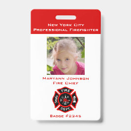 Tarjeta De Identificación Insígnia de Bombero Personalizada para Niños
