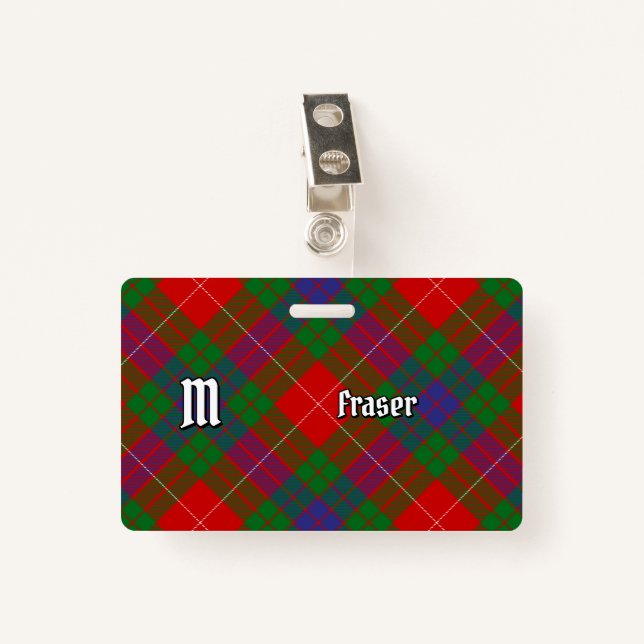 Tarjeta De Identificación Insignia de Clan Fraser Tartan (Anverso con clip)