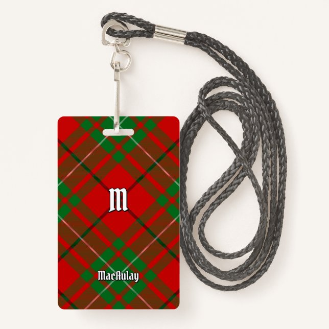 Tarjeta De Identificación Insignia de Clan MacAulay Tartan (Anverso son cordón)