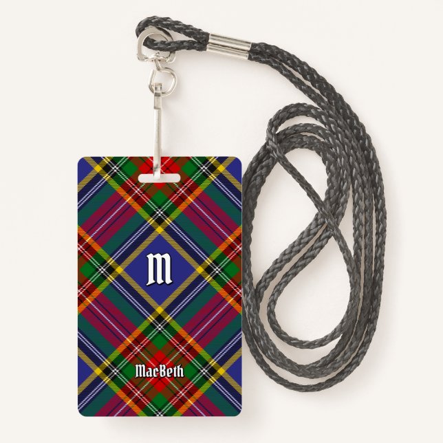 Tarjeta De Identificación Insignia de Clan MacBeth Tartan (Anverso son cordón)