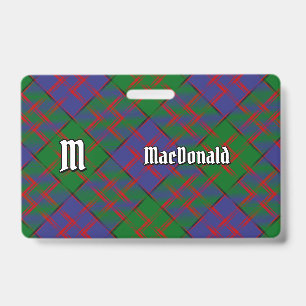 Tarjeta De Identificación Insignia de Clan MacDonald Tartan