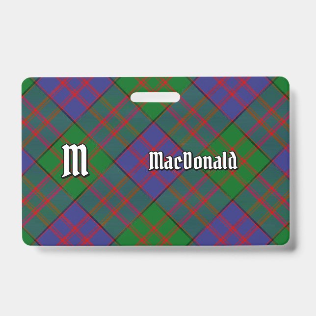 Tarjeta De Identificación Insignia de Clan MacDonald Tartan (Anverso)
