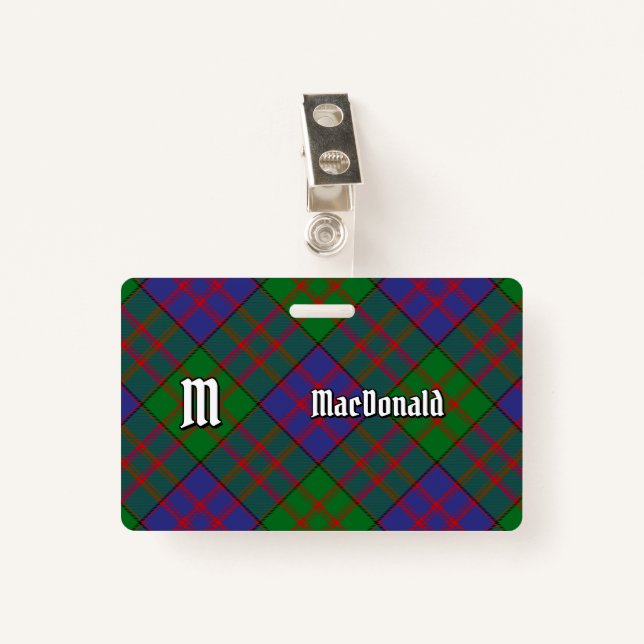 Tarjeta De Identificación Insignia de Clan MacDonald Tartan (Anverso con clip)