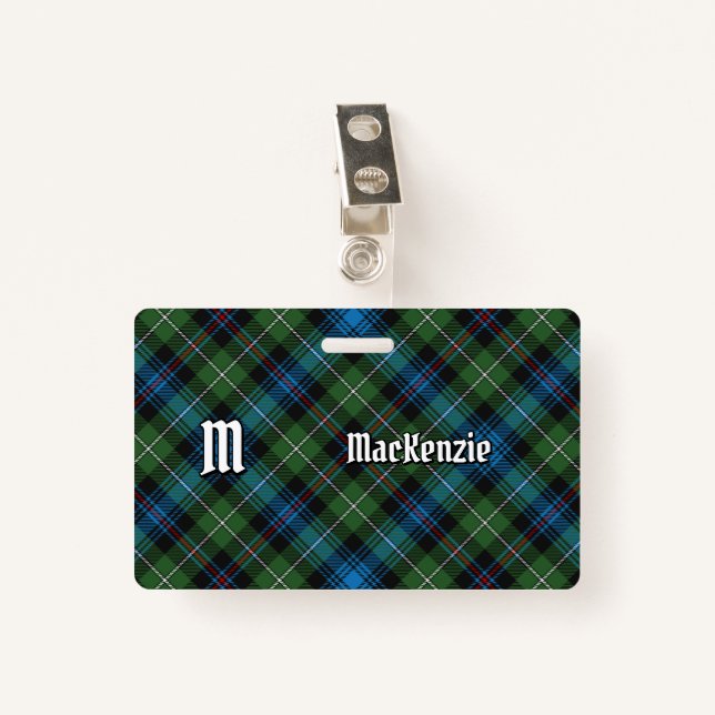 Tarjeta De Identificación Insignia de Clan MacKenzie Tartan (Anverso con clip)