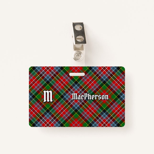 Tarjeta De Identificación Insignia de Clan MacPherson Tartan (Anverso con clip)