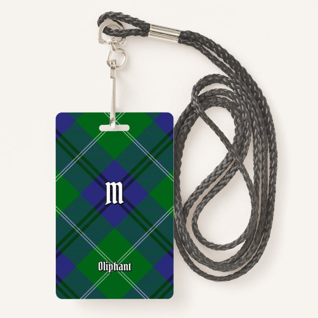 Tarjeta De Identificación Insignia de Clan Oliphant Tartan (Anverso son cordón)