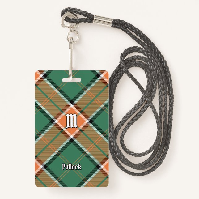 Tarjeta De Identificación Insignia de Clan Pollock Tartan (Anverso son cordón)