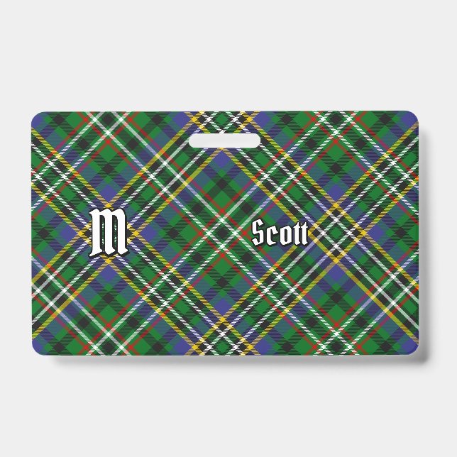 Tarjeta De Identificación Insignia de Clan Scott Green Tartan (Front)