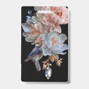 Tarjeta De Identificación Insígnia de Colibrí Floral