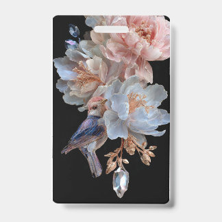 Tarjeta De Identificación Insígnia de Colibrí Floral