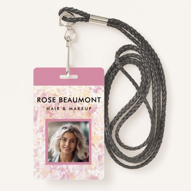 Tarjeta De Identificación Insignia de color amarillo rosado moderno (Anverso son cordón)