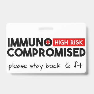 Tarjeta De Identificación Insignia de Conciencia de Alto Riesgo Inmunocompro