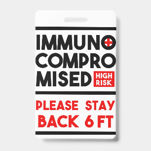 Tarjeta De Identificación Insignia de Conciencia de Alto Riesgo Inmunocompro