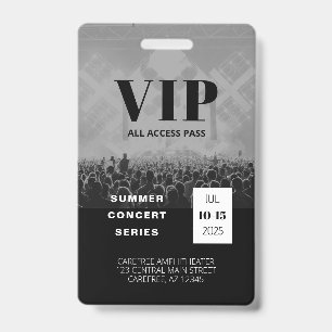 Tarjeta De Identificación Insígnia de concierto de acceso total VIP en varia