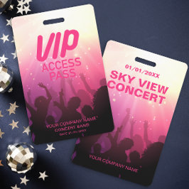 Tarjeta De Identificación Insígnia de concierto de acceso total VIP rosa