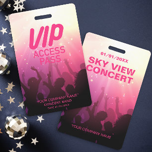 Tarjeta De Identificación Insígnia de concierto de acceso total VIP rosa