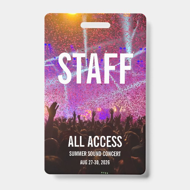 Tarjeta De Identificación Insígnia de concierto personalizada (Parte frontal)