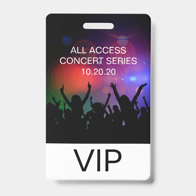 Tarjeta De Identificación Insígnia de concierto personalizado de acceso tota (Parte frontal)