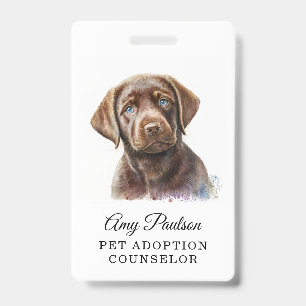 Tarjeta De Identificación Insígnia de Consejero de Adopción de Mascotas