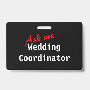 Tarjeta De Identificación Insígnia de Coordinador de Boda Personalizable
