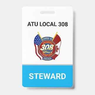 Tarjeta De Identificación Insígnia de delegado sindical de ATU Local 308