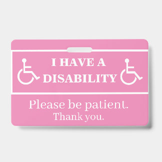 Tarjeta De Identificación Insignia de discapacidad rosa