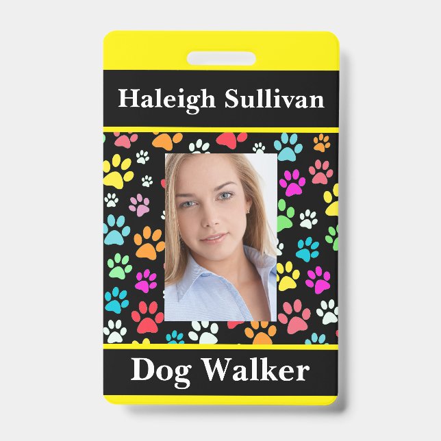 Tarjeta De Identificación Insignia de Dog Walker Lanyard (Anverso)