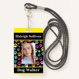 Tarjeta De Identificación Insignia de Dog Walker Lanyard