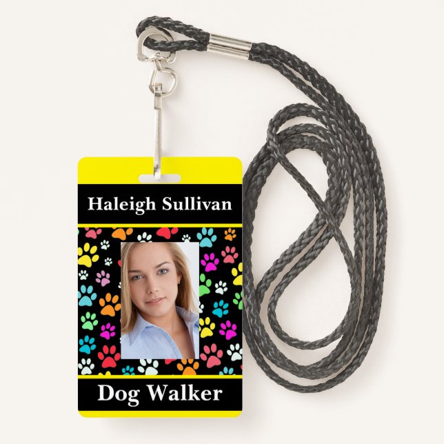 Tarjeta De Identificación Insignia de Dog Walker Lanyard (Anverso son cordón)