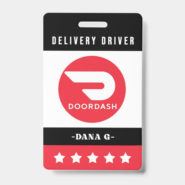 Tarjeta De Identificación Insígnia de Door Dash (Parte frontal)
