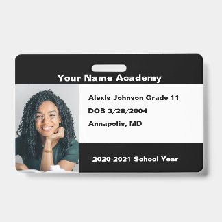 Tarjeta De Identificación Insígnia de educación en casa personalizada Black 