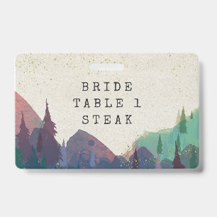 Tarjeta De Identificación Insígnia de elección de plato principal para boda