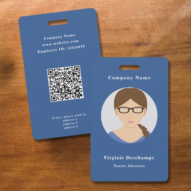 Tarjeta De Identificación Insignia de empleado de foto de círculo azul (Blue Circle Photo Employee Badge)