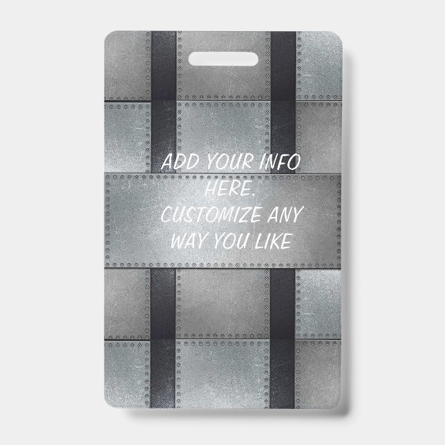 Tarjeta De Identificación Insígnia de empleado inspirada en metal (Parte frontal)