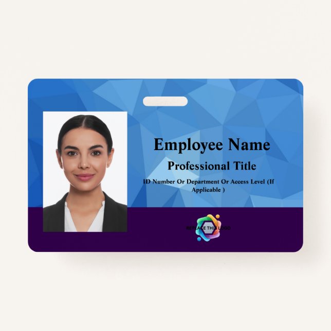 Tarjeta De Identificación Insignia de empleado personalizado con foto, códig (Anverso)