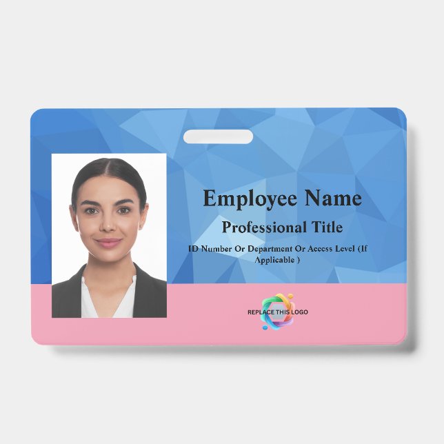 Tarjeta De Identificación Insignia de empleado personalizado con foto, códig (Parte frontal)