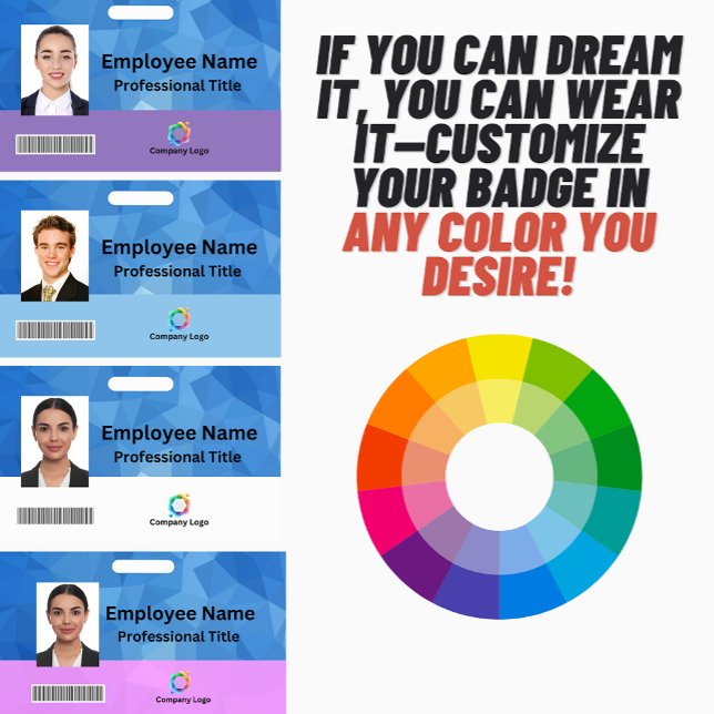 Tarjeta De Identificación Insignia de empleado personalizado con foto, códig (Personalized Name Badges & Professional ID Solutions, Customised Name Badges For Any Profession )