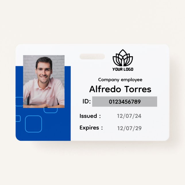 Tarjeta De Identificación Insignia de empleado personalizado, foto de nombre (Anverso)