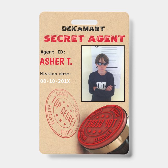 Tarjeta De Identificación Insignia de empresa de agente secreto de Fiesta es (Front)