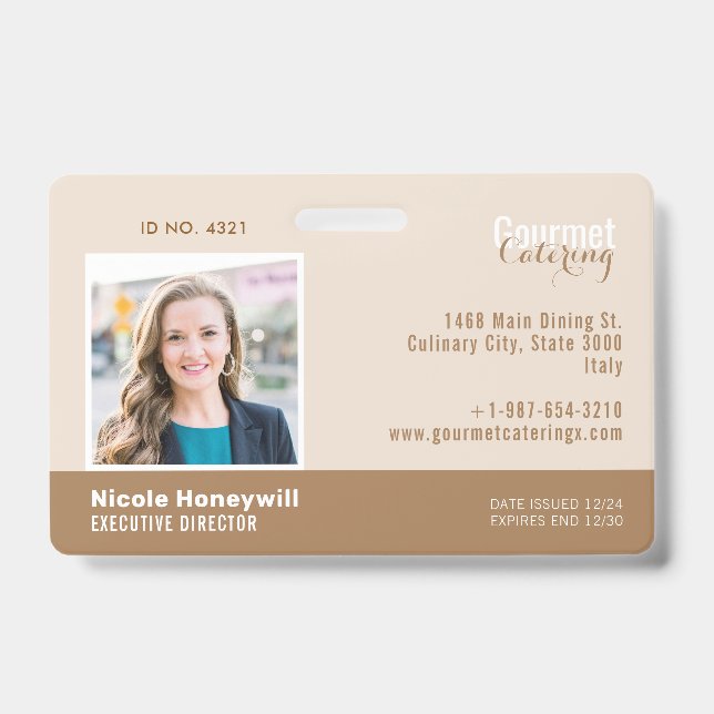 Tarjeta De Identificación Insígnia de Empresa de Catering Gourmet (Parte frontal)