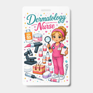 Tarjeta De Identificación Insignia de Enfermera Dermatológica | Insignia Méd