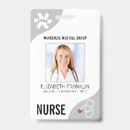 Tarjeta De Identificación Insignia de ENFERMERÍA Gris editable para estetios